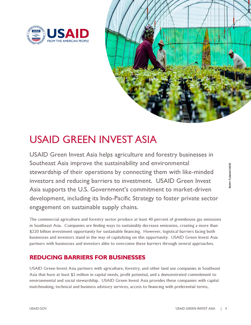 USAID Green Invest Asia Fact Sheet