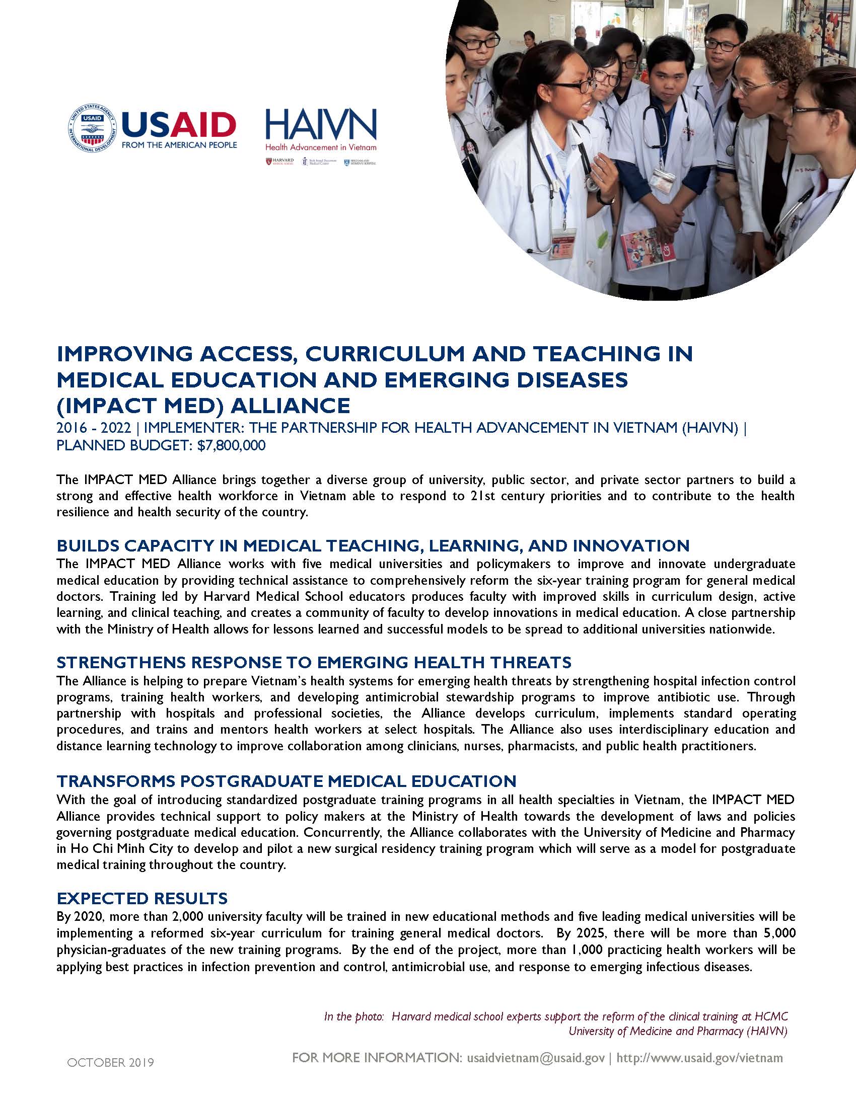 Fact Sheet: Improving Access, Curriculum and Teaching in Medical Education and Emerging Diseases (IMPACT MED) Alliance