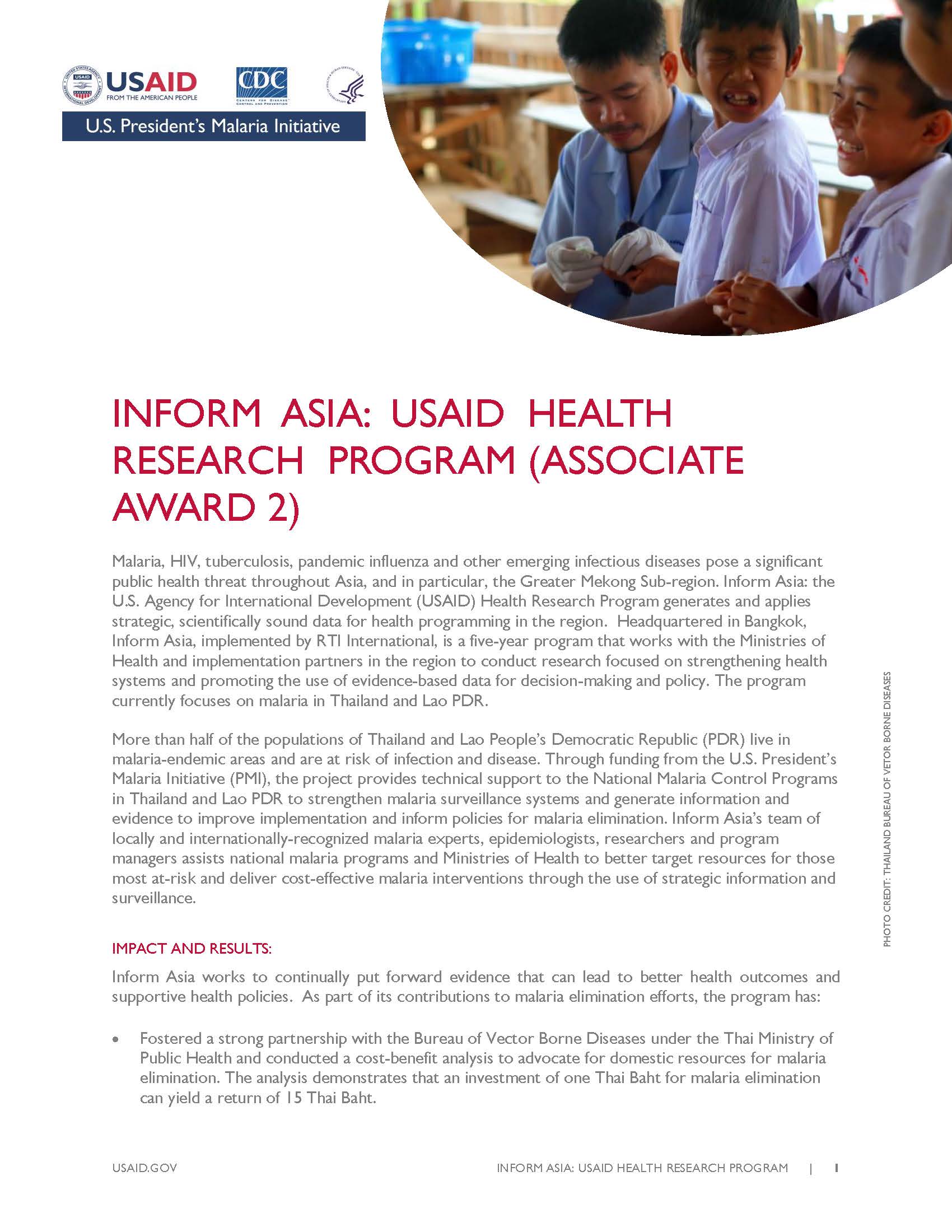 Fact Sheet: Inform Asia: USAID Health Research Program (Associate Award 2)