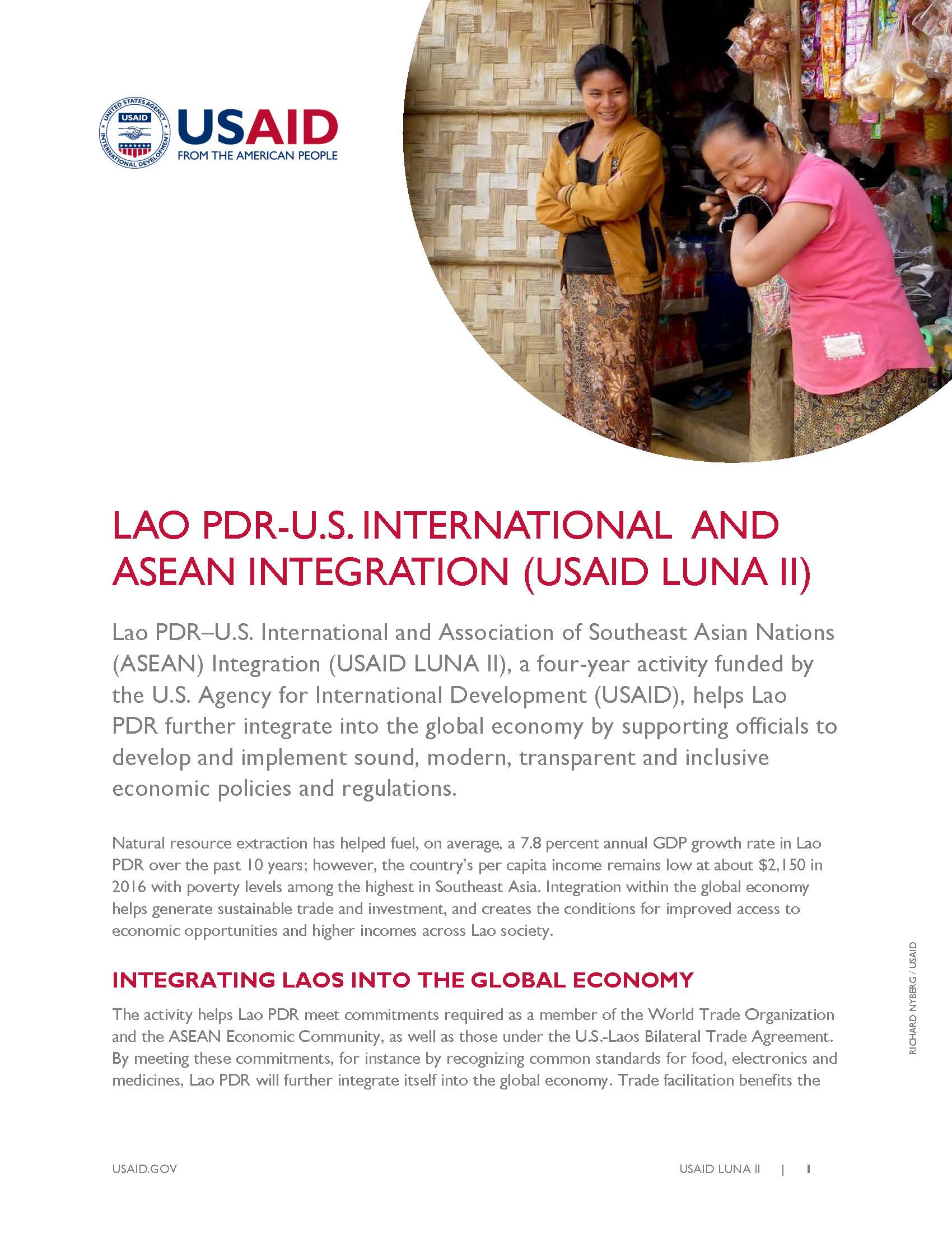 Lao PDR-U.S. International and Association of Southeast Asian Nations Integration