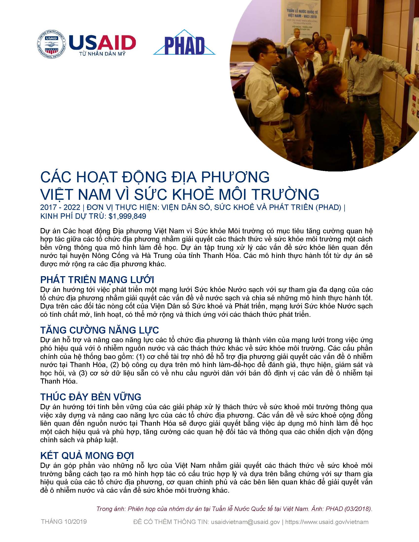 Tờ thông tin: Các hoạt động địa phương Việt Nam vì sức khỏe môi trường