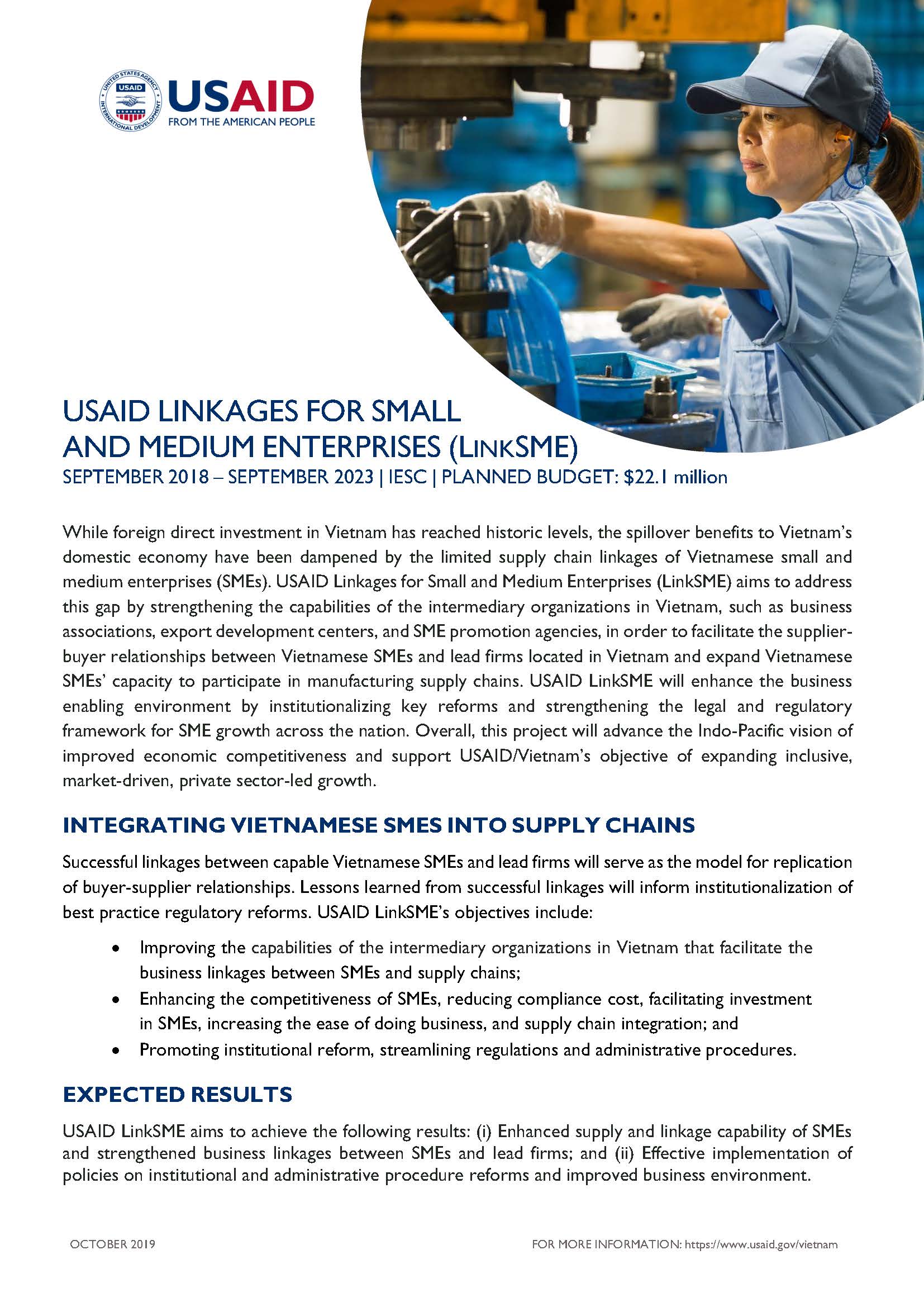 Fact Sheet: USAID Linkages for Small and Medium Enterprises (LinkSME)