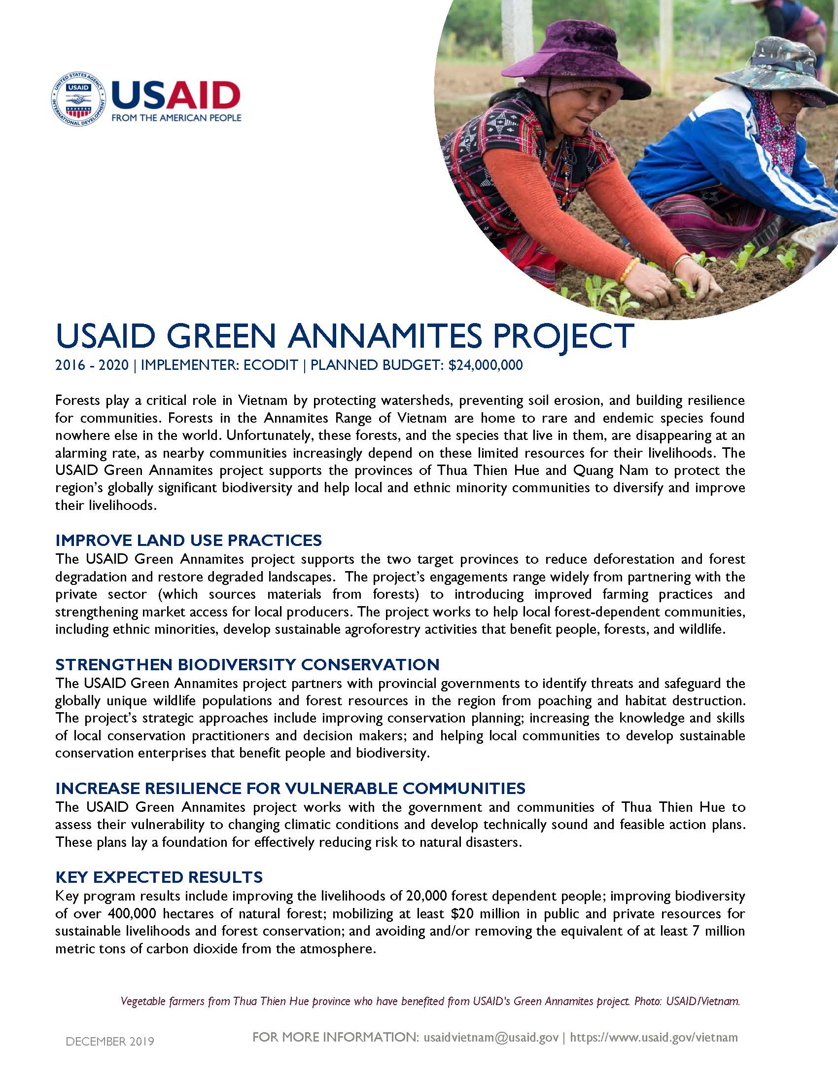 Fact sheet: USAID Green Annamites project