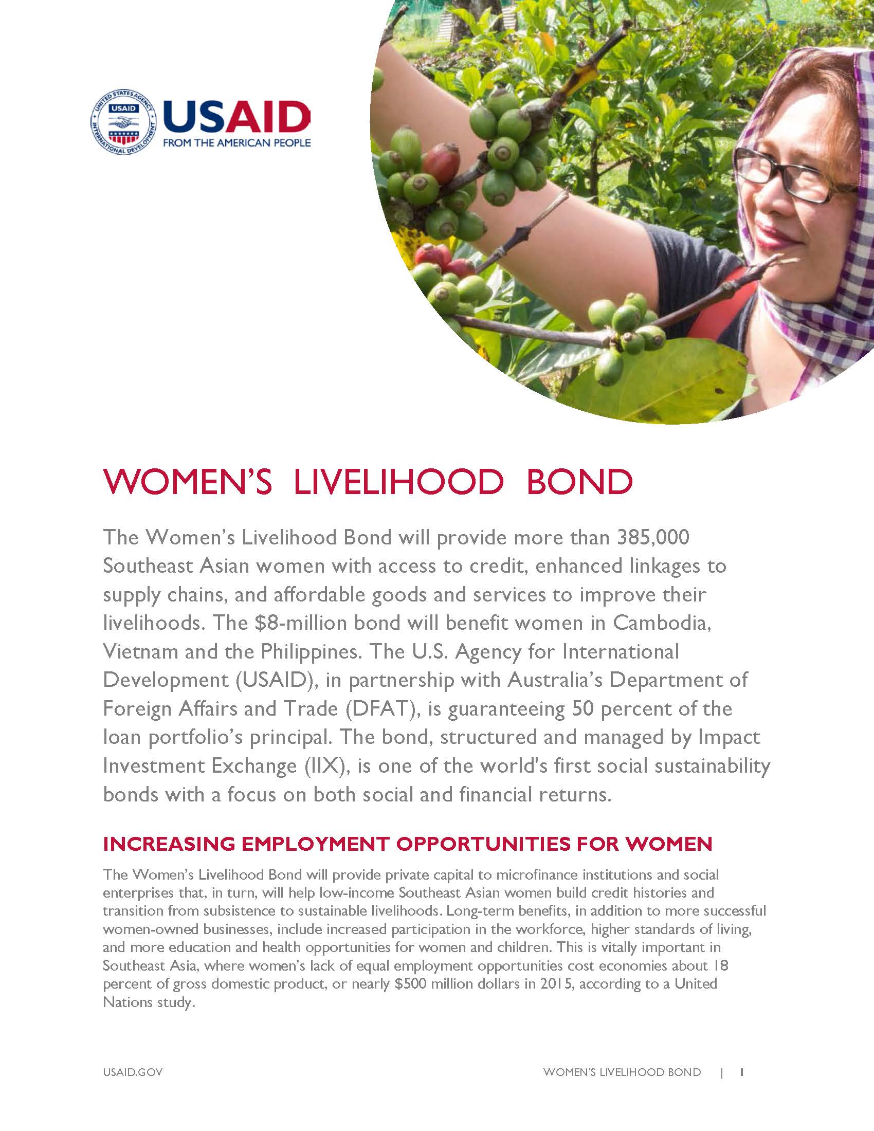 Fact Sheet: Women's Livelihood Bond