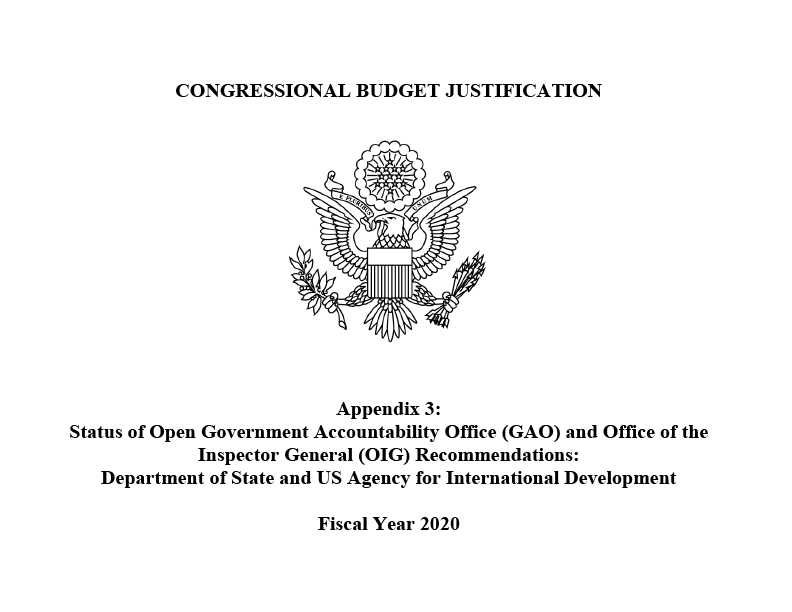 FY2020 Congressional Budget Justification - Appendix 3