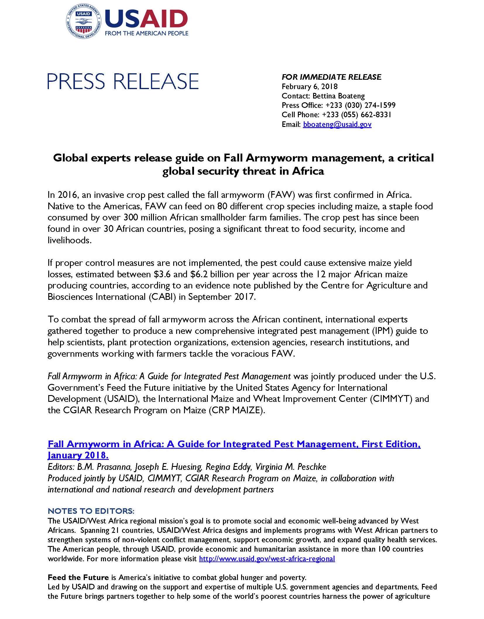 Fall Armyworm Press Release