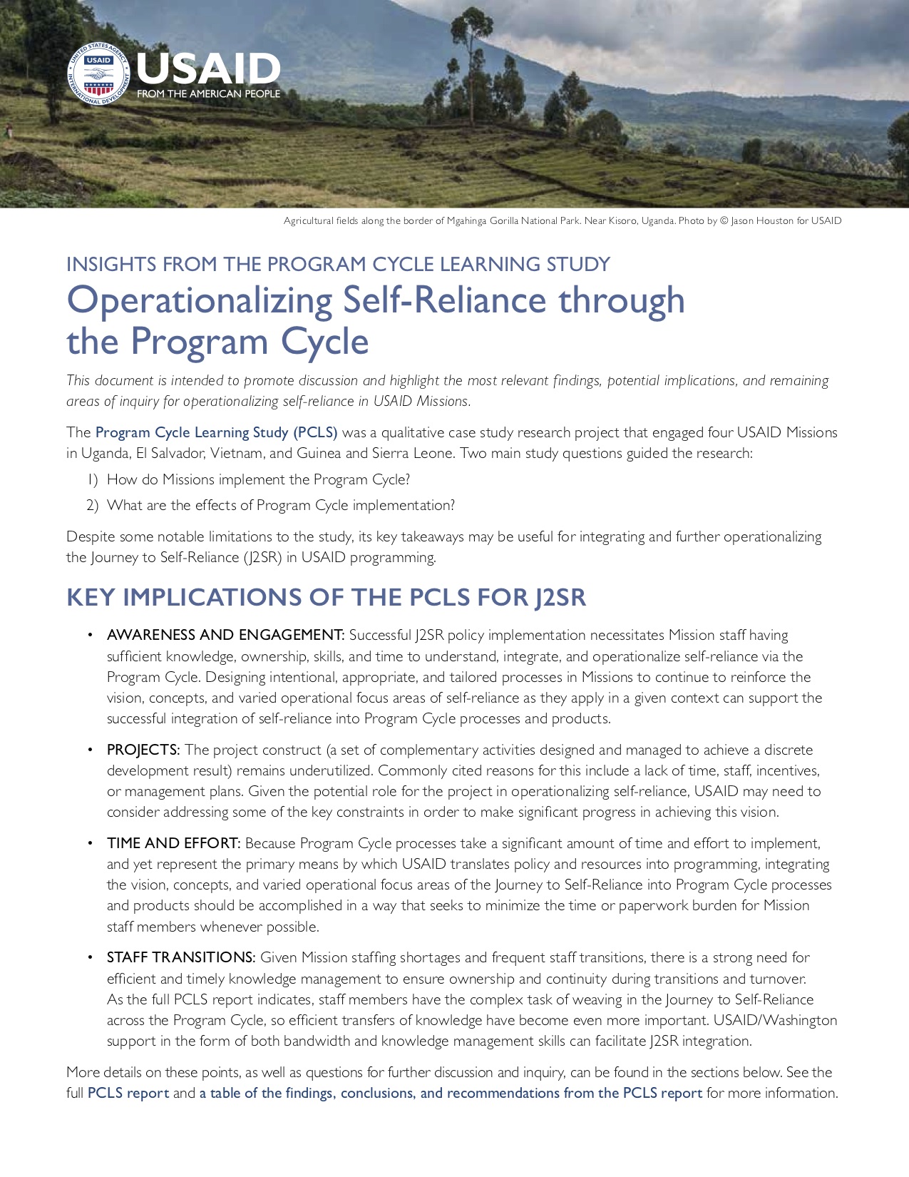 Operationalizing Self-Reliance through the Program Cycle: Insights from the Program Cycle Learning Study