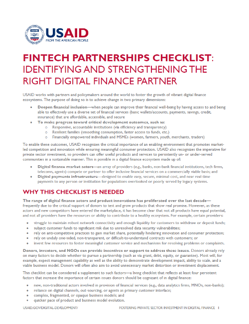 FinTech Partnerships Checklist: Identifying and Strengthening the Right Digital Finance Partner