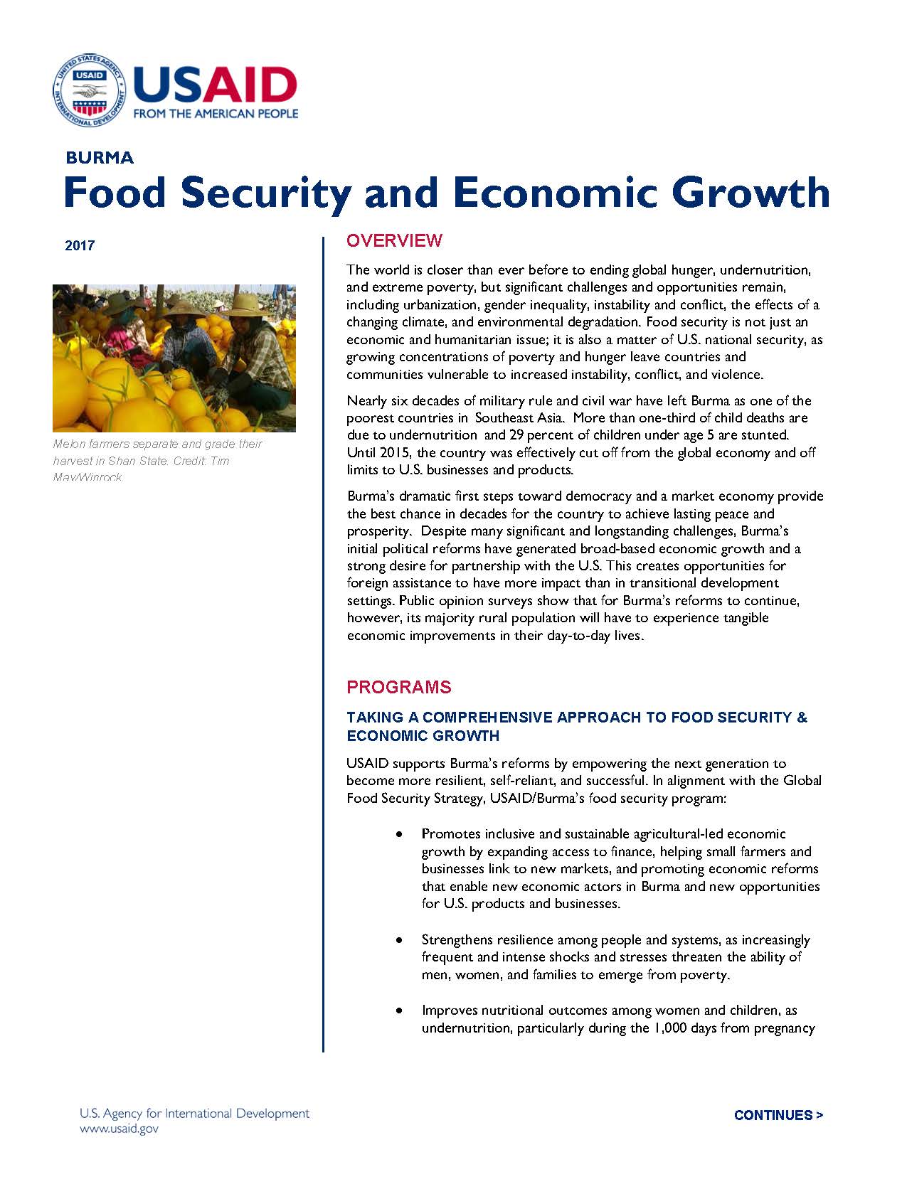 Burma Food Security and Economic Growth Fact Sheet 2017