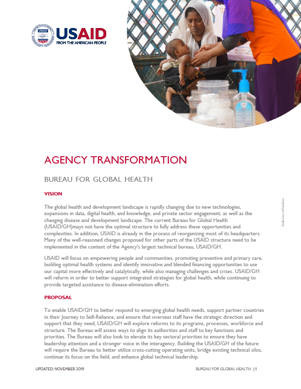 Fact Sheet: The Bureau for Global Health