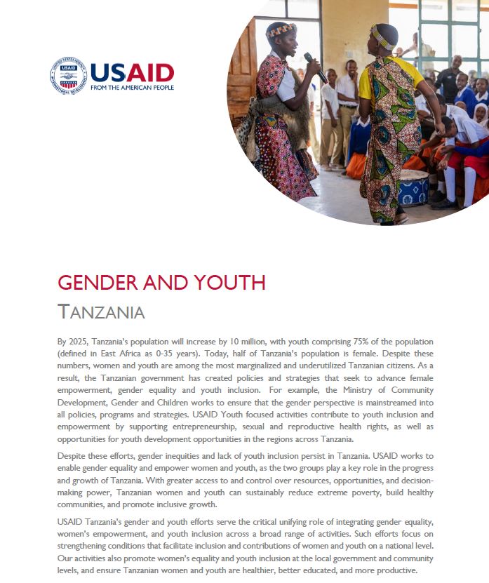 Tanzania Gender and Youth Fact Sheet