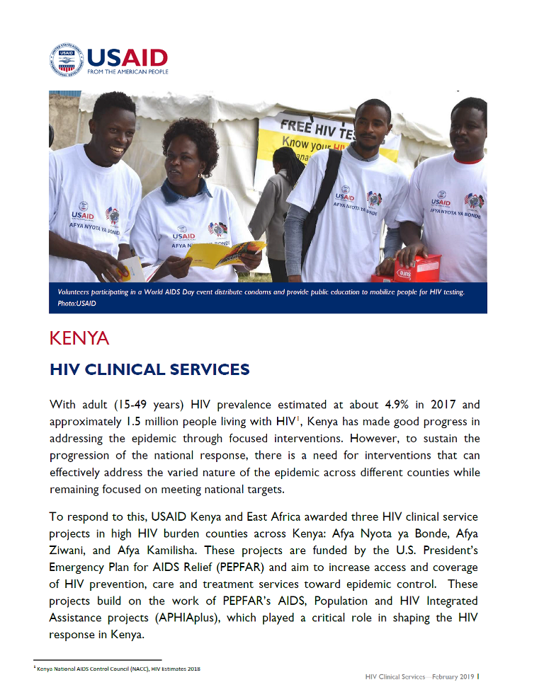 HIV Clinical Services fact sheet 2019