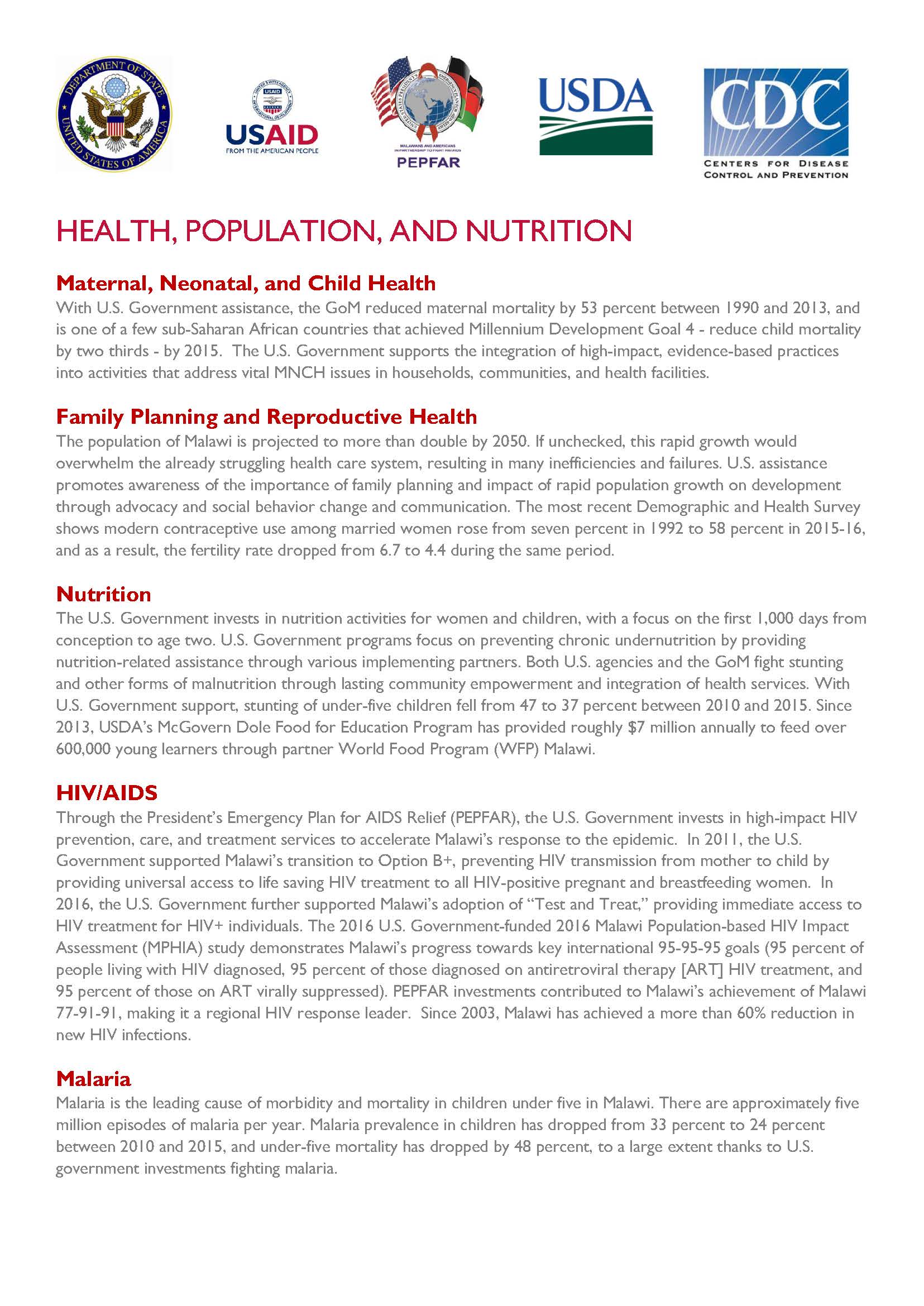 USG Malawi Health, Population and Nutrition