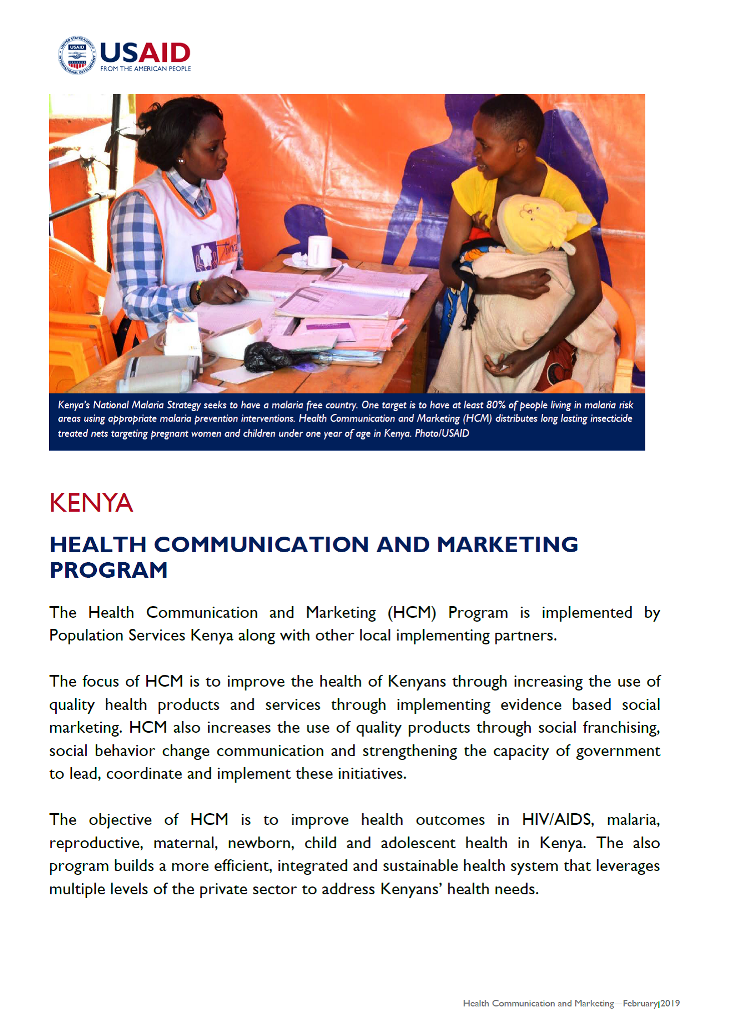 Health Communication and Marketing Program fact sheet