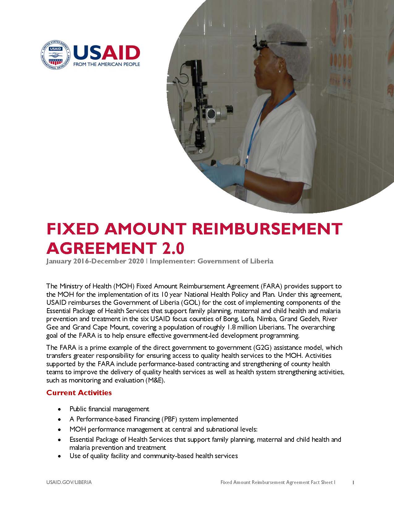 Fixed Amount Reimbursement Agreement  Activity
