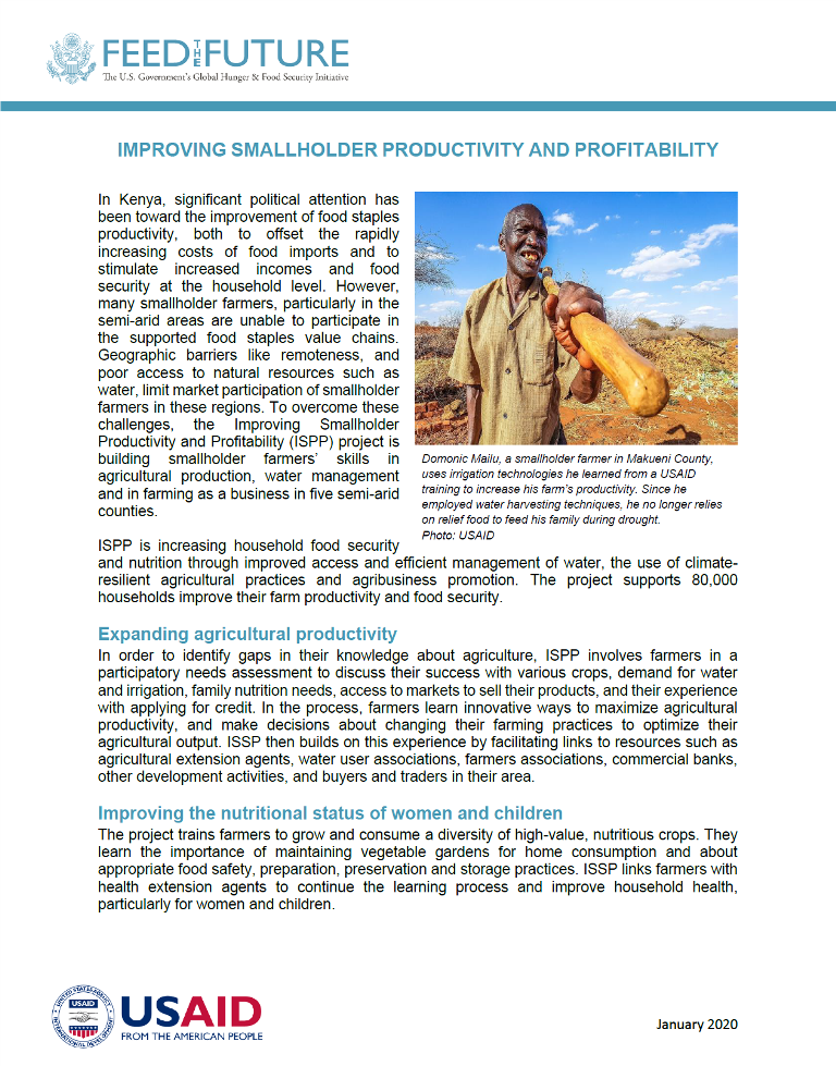 Improving Smallholder Productivity and Profitability fact sheet