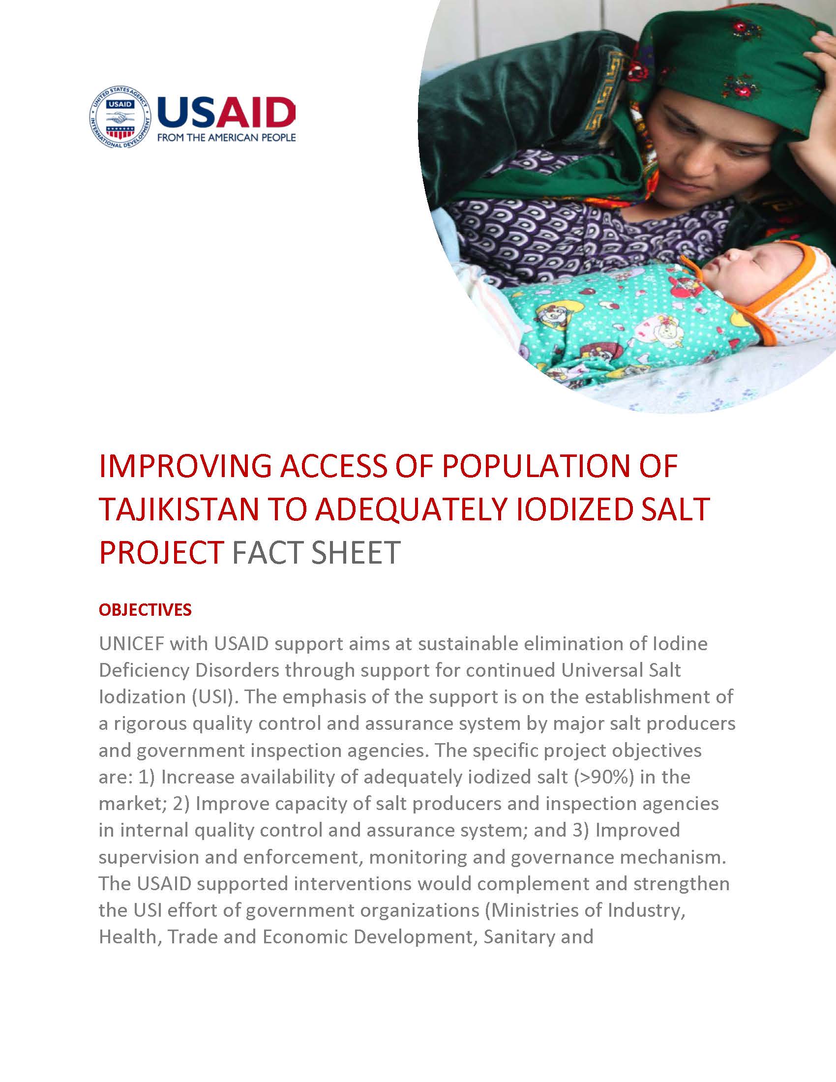 Improving Access of Population of Tajikistan to  Adequately Iodized Salt 