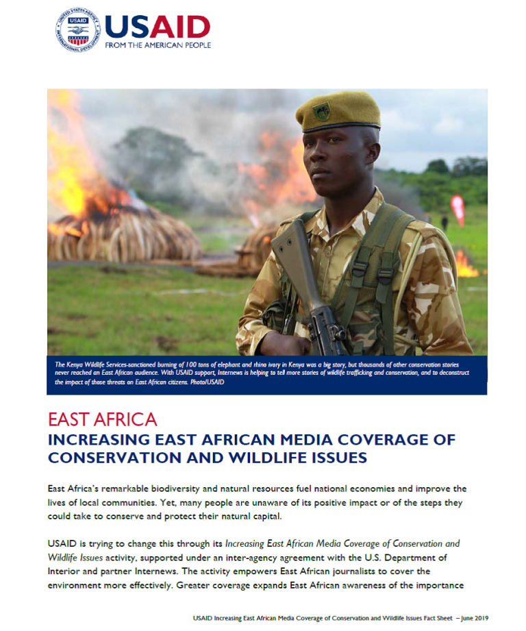 Increasing E.African Media Coverage of Conservation and Wildlife Issues fact sheet