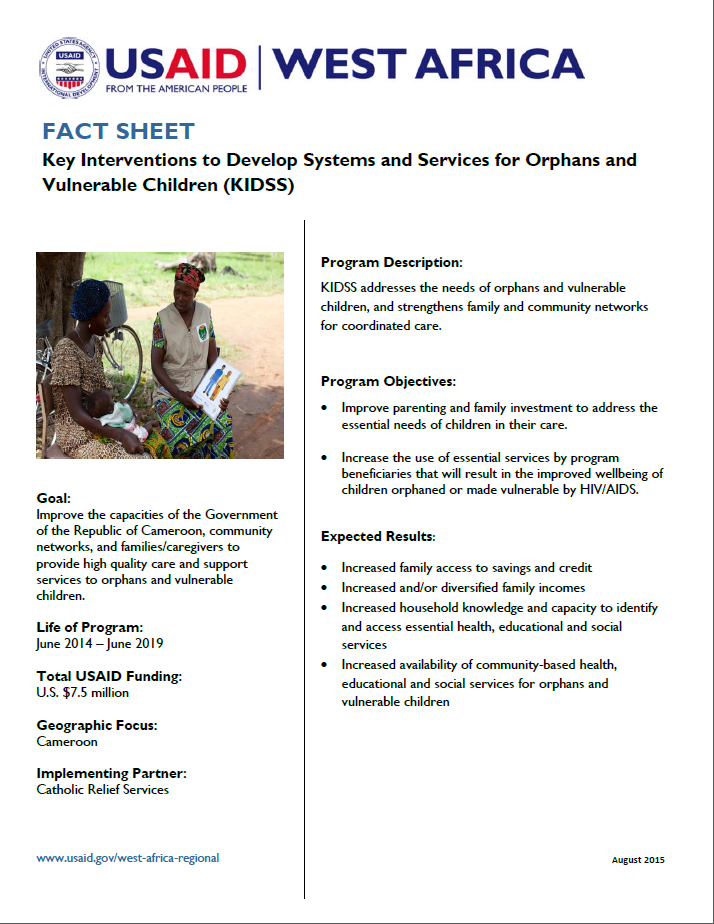 Fact Sheet on Key Interventions to Develop Systems and Services for Orphans and Vulnerable Children (KIDSS) 