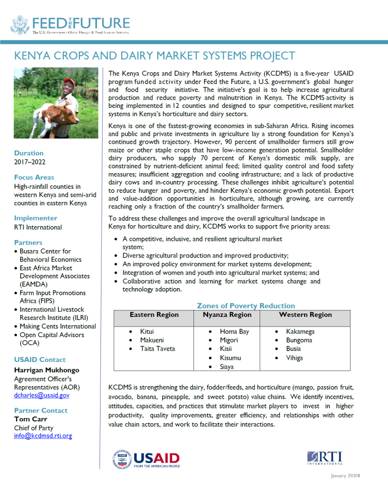 Kenya Crops and Dairy fact sheet fact sheet