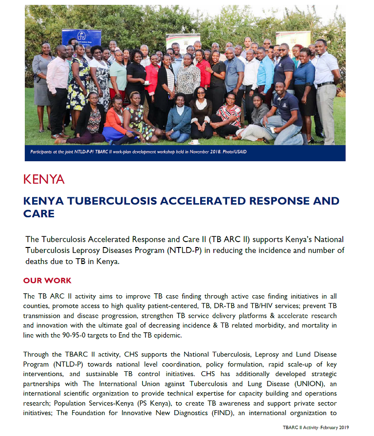 Kenya Tuberculosis Accelerated Response and Care fact sheet