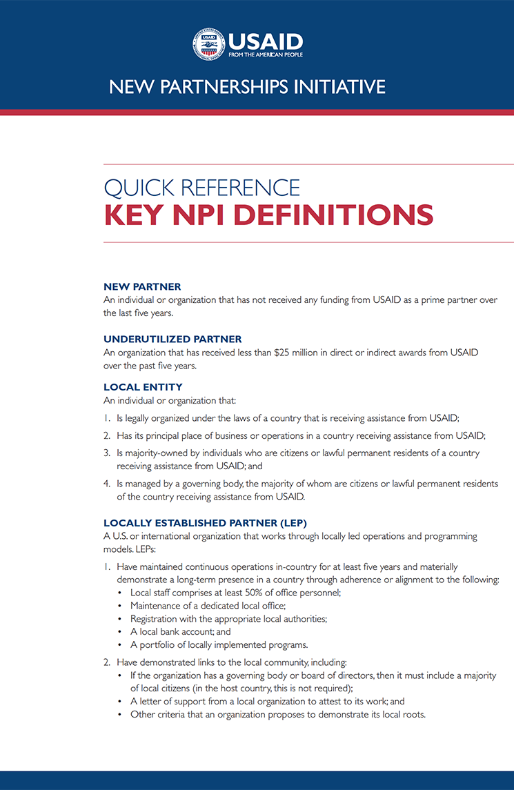 NPI Key Definitions