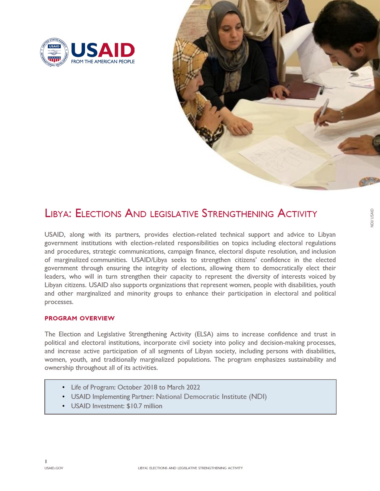 Libya Elections and Legislative Strengthening Activity (LELSA) - NDI Factsheet