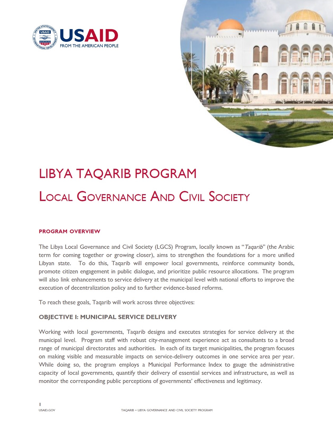 Libya Governance and Civil Society Program (LGCS) Factsheet