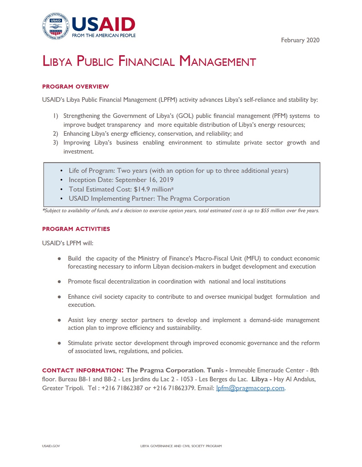 Libya Public Financial Management (LPFM) Factsheet