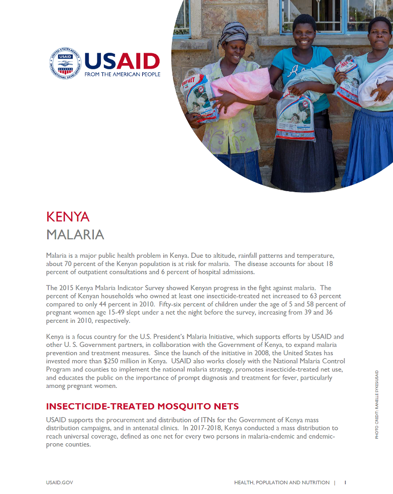 Kenya Malaria Fact Sheet 2019