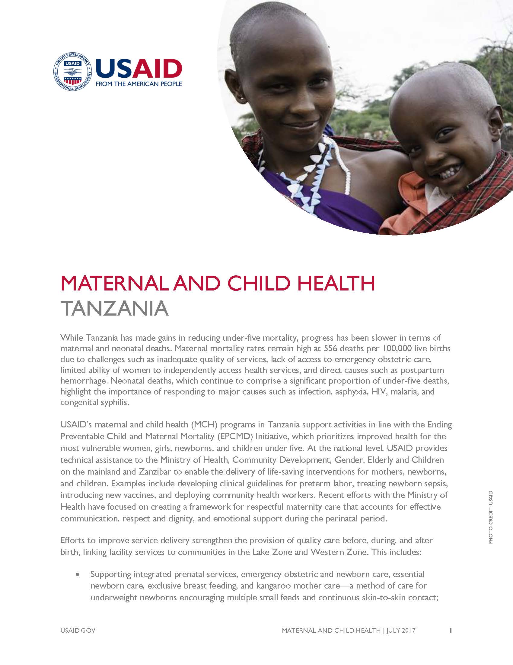 Maternal and Child Health Fact Sheet