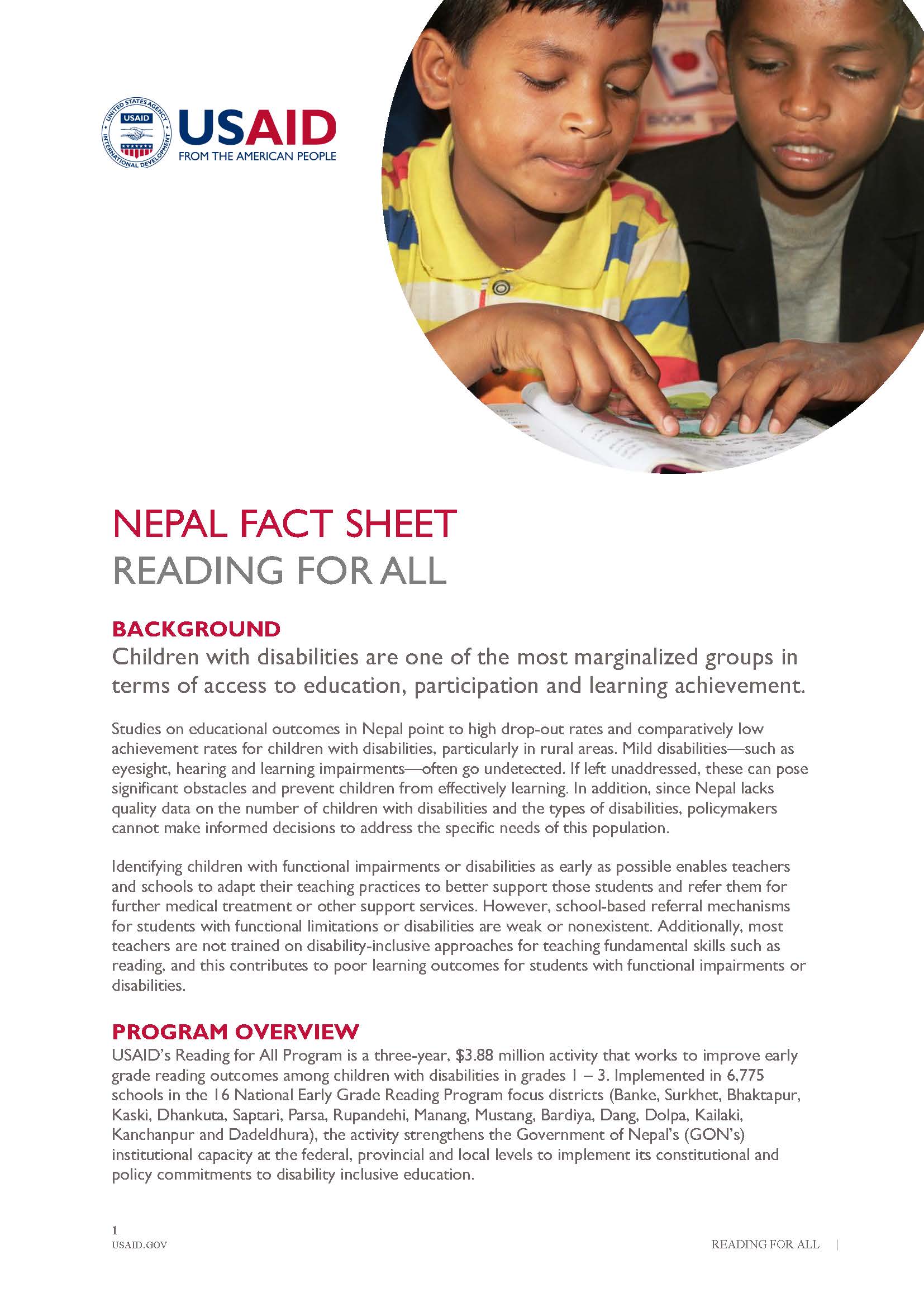 Factsheet: READING FOR ALL