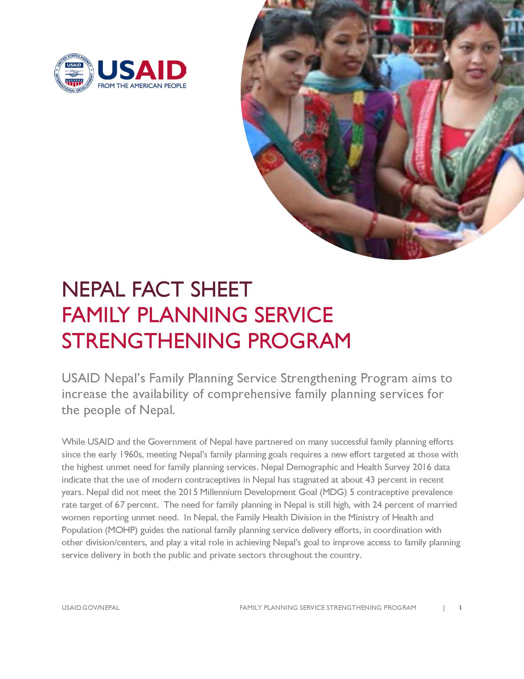 FACTSHEET: FAMILY PLANNING SERVICE STRENGTHENING PROGRAM 
