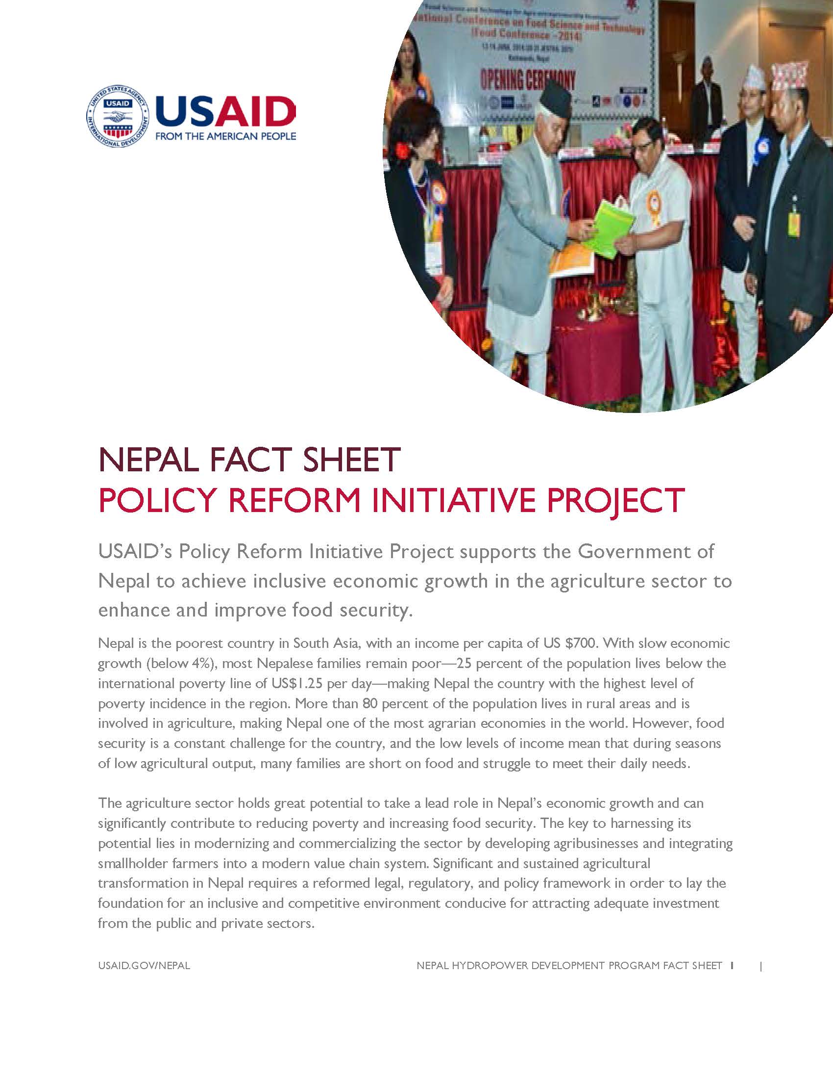 FACT SHEET: POLICY REFORM INITIATIVE (PRI) PROJECT