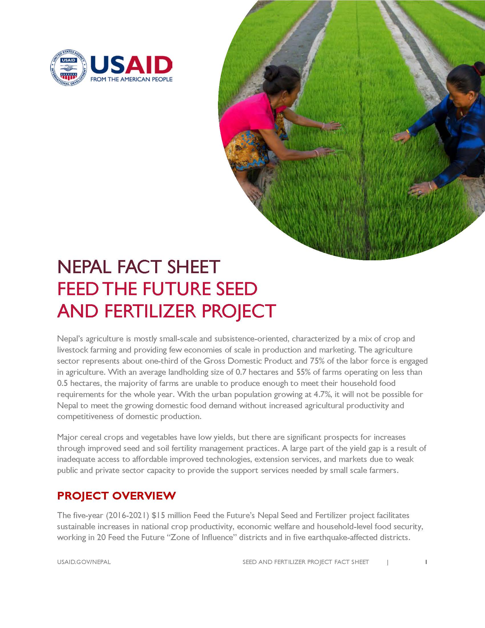 FACT SHEET : FEED THE FUTURE SEED  AND FERTILIZER PROJECT 