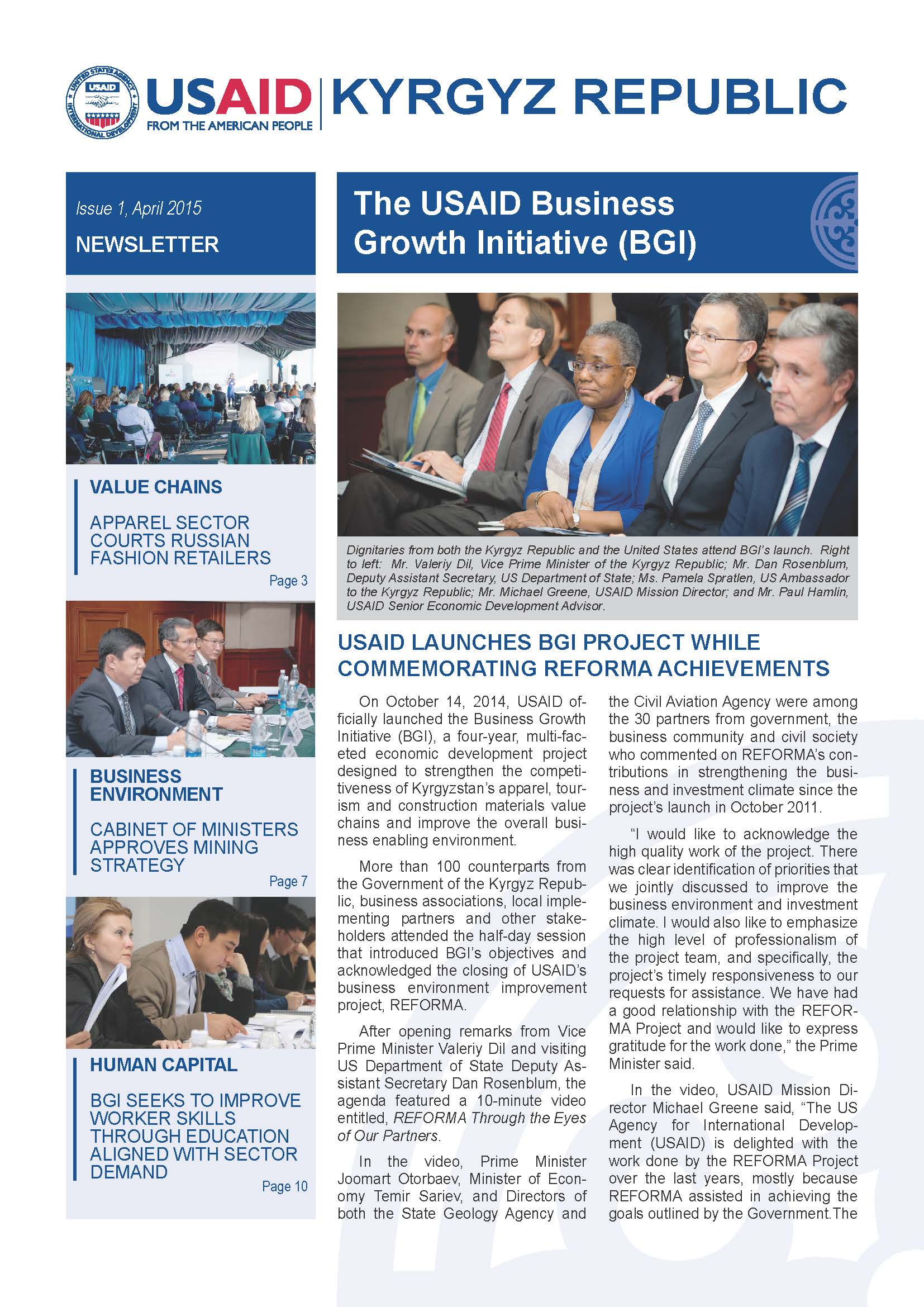 Quarterly newsletter of USAID's Business Growth Initiative Program