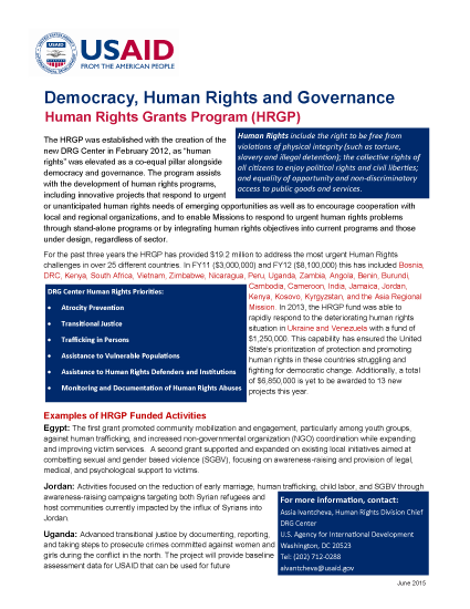 Human Rights Grants Program (HRGP) Overview