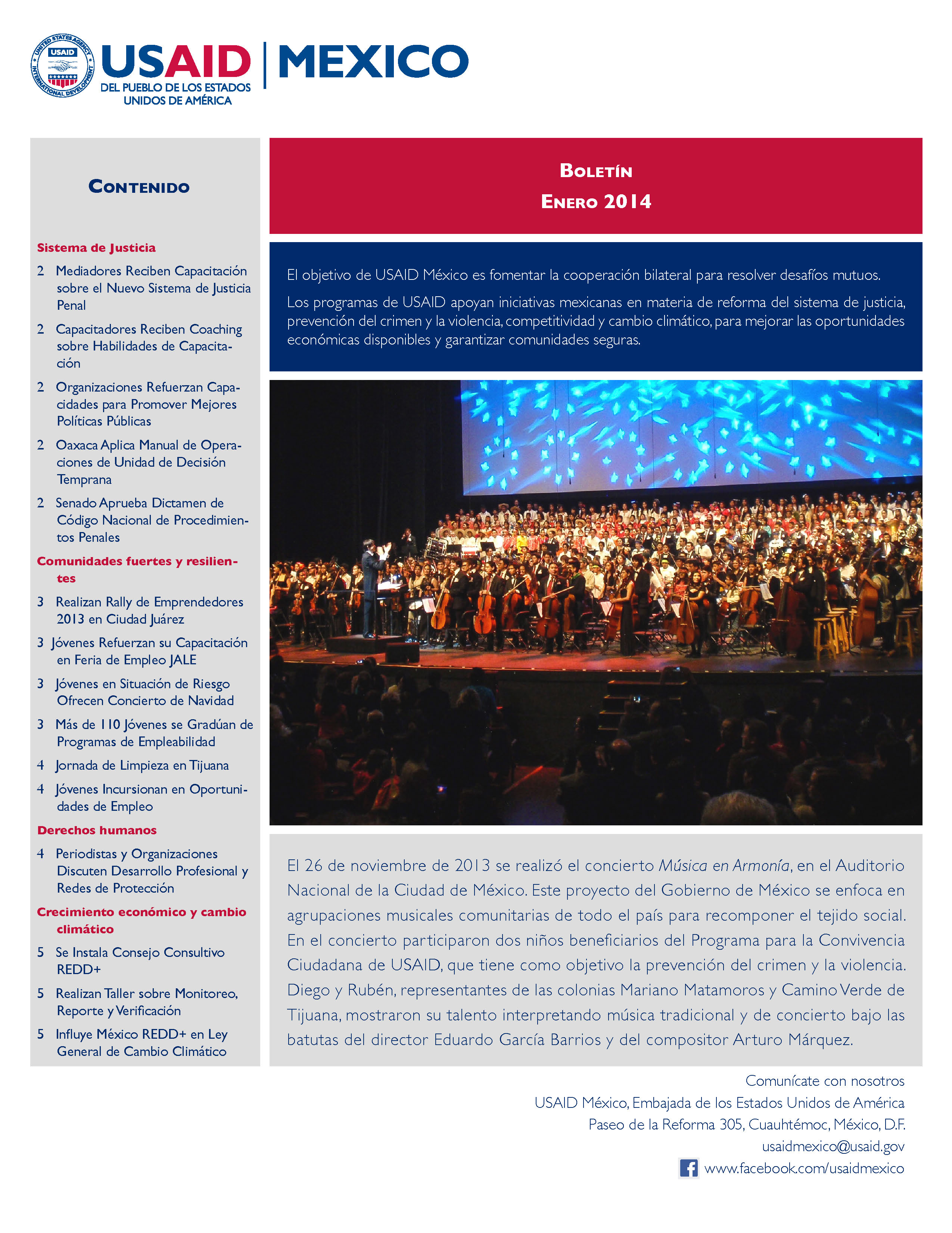 Boletín mensual de USAID México. Enero de 2014.