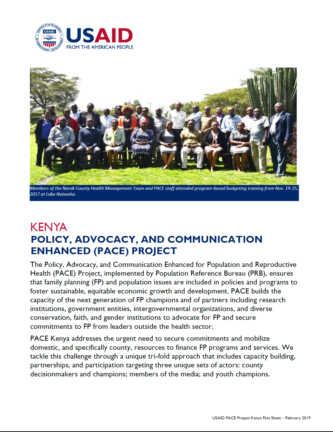Policy, Advocacy, and Communication Enhanced Project fact sheet
