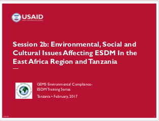 4.5-Day Basic EC-ESDM - Session 2b: Environmental Compliance for ESDM - Tanzania Context