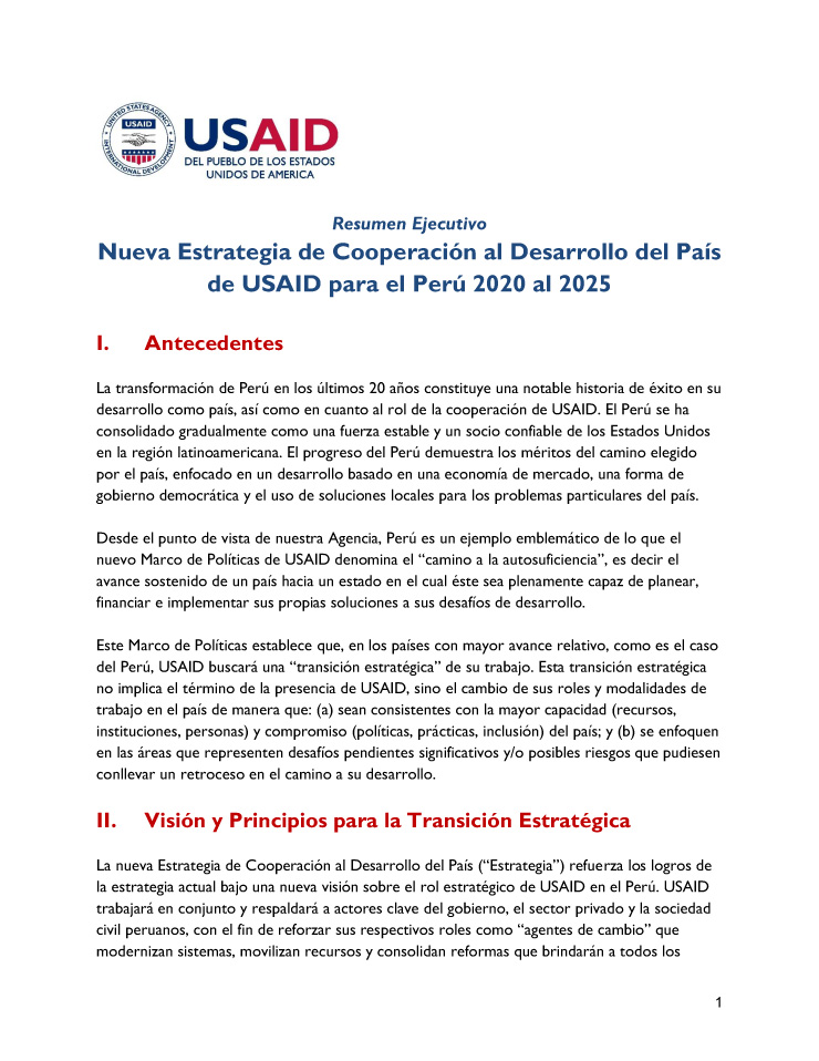 Peru - CDCS Executive Summary (Spanish)