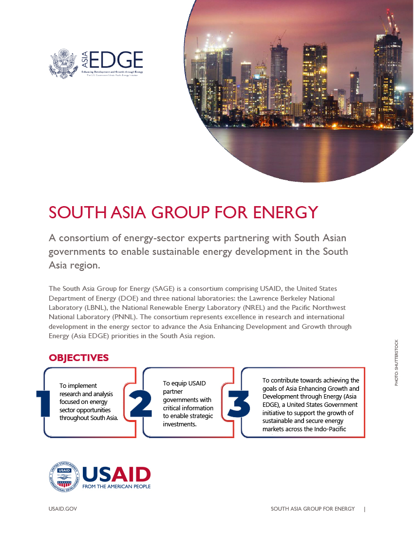 South Asia Group for Energy (SAGE) Fact Sheet