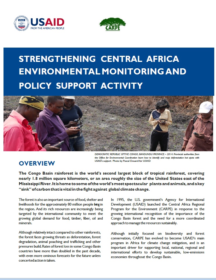 Strengthening Central Africa Environmental Monitoring And Policy Support Activity