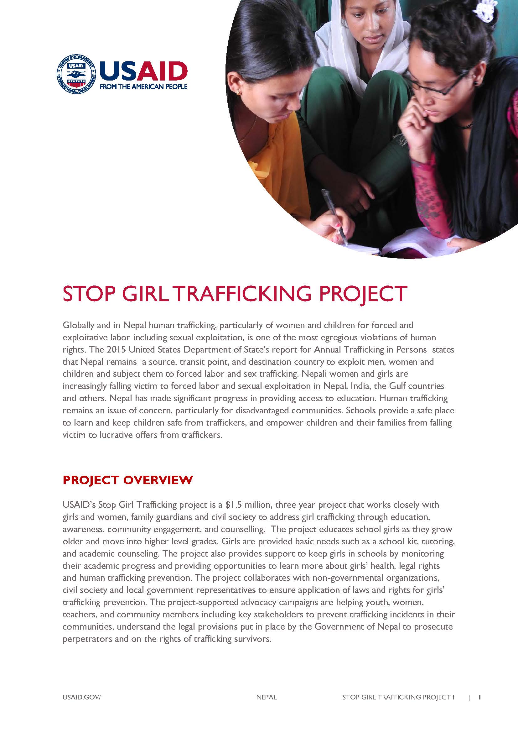 Fact Sheet: Stop Girl Trafficking Project