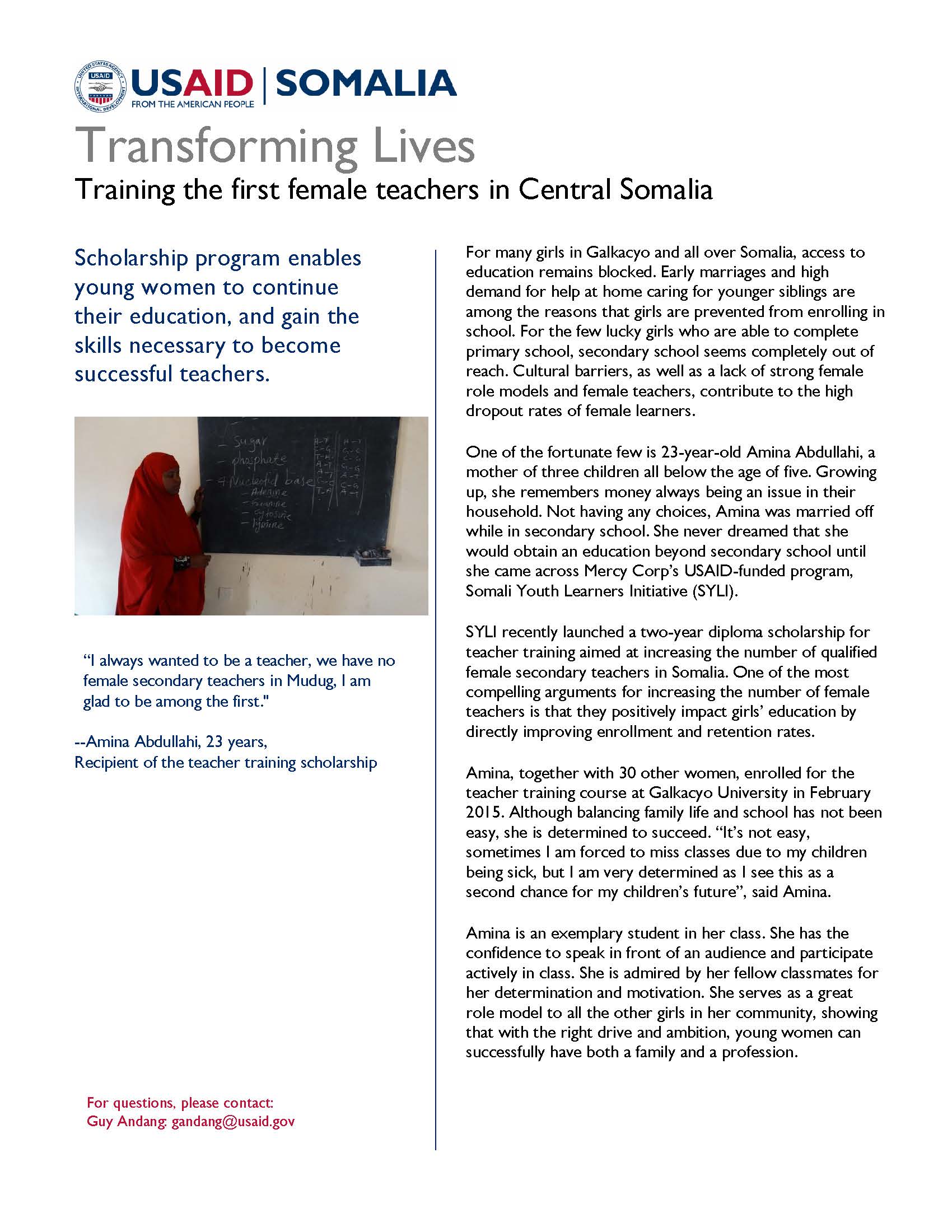 Training the first female teachers in Central Somalia