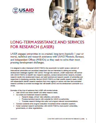 Long-Term Assistance and Services for Research (LASER)  One-Pager