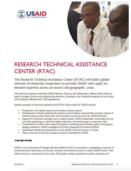Research Technical Assistance Center (RTAC) One-Pager