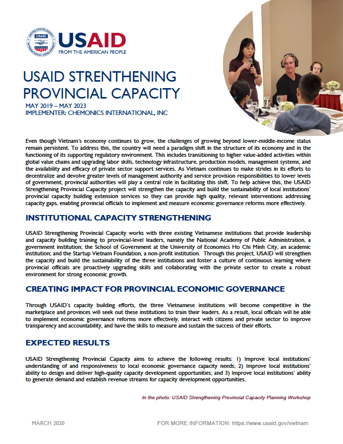 Fact Sheet: USAID Strengthening Provincial Capacity