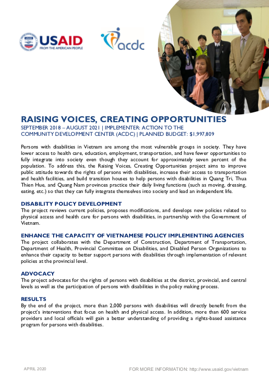 Fact Sheet: Raising Voices, Creating Opportunities
