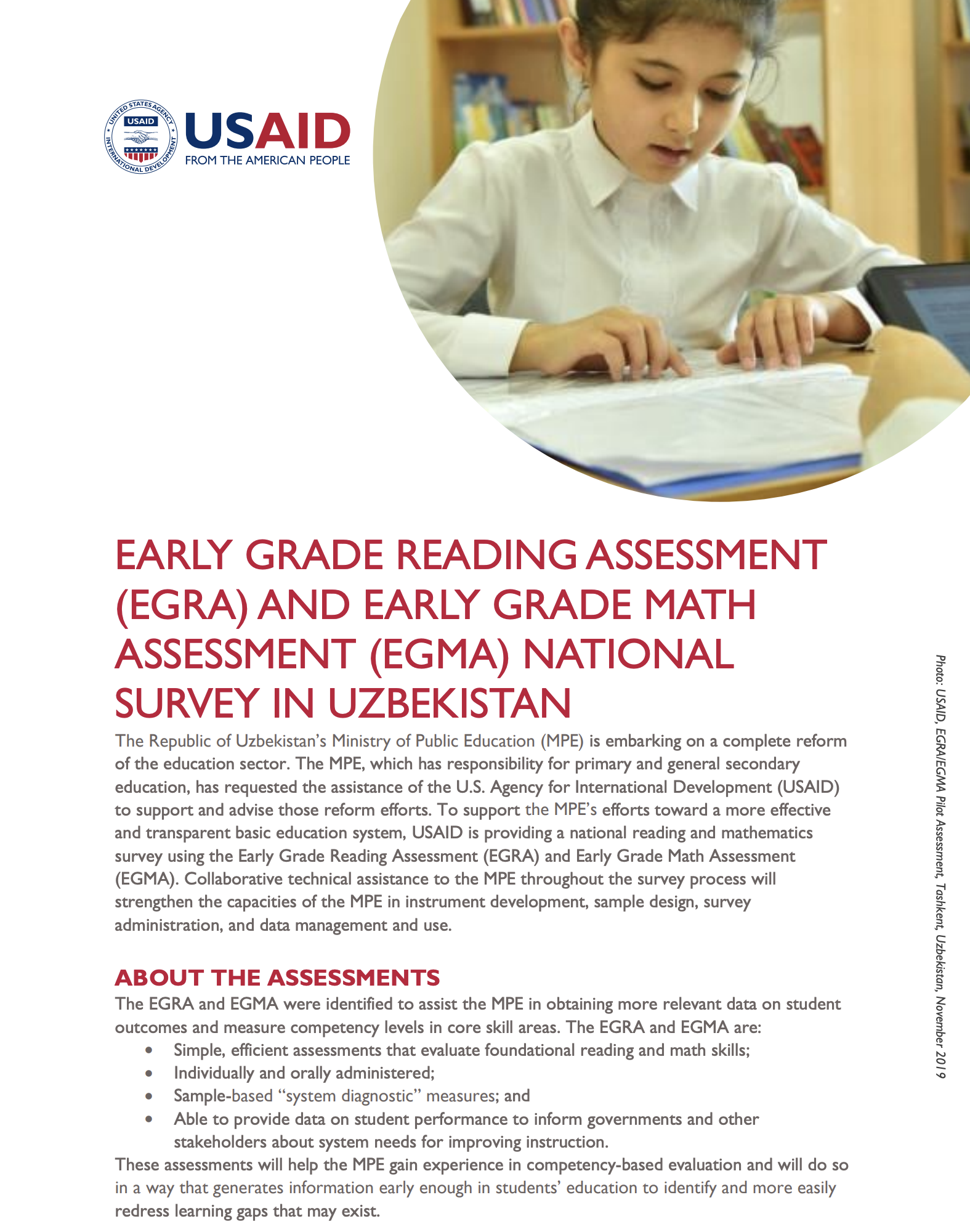 Early Grade Reading Assessment (EGRA) and Early Grade Math Assessment (EGMA) National Survey in Uzbekistan